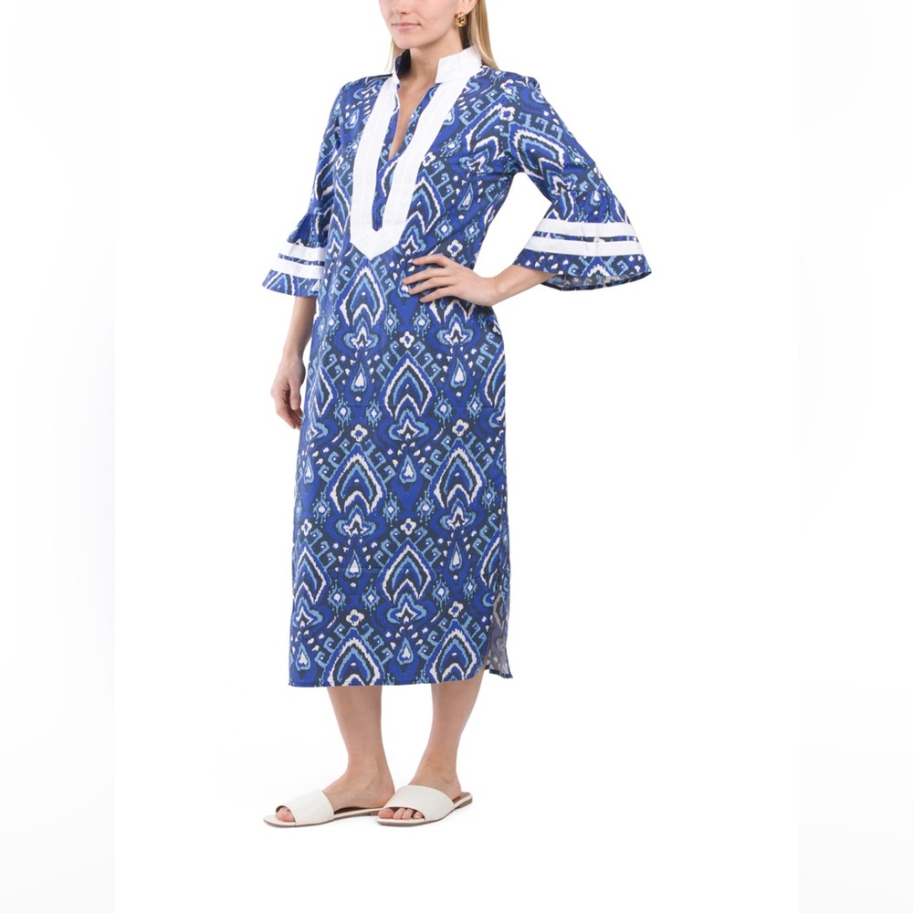 NWT Sail to Sable Blue Bell Sleeve Caftan Dress
